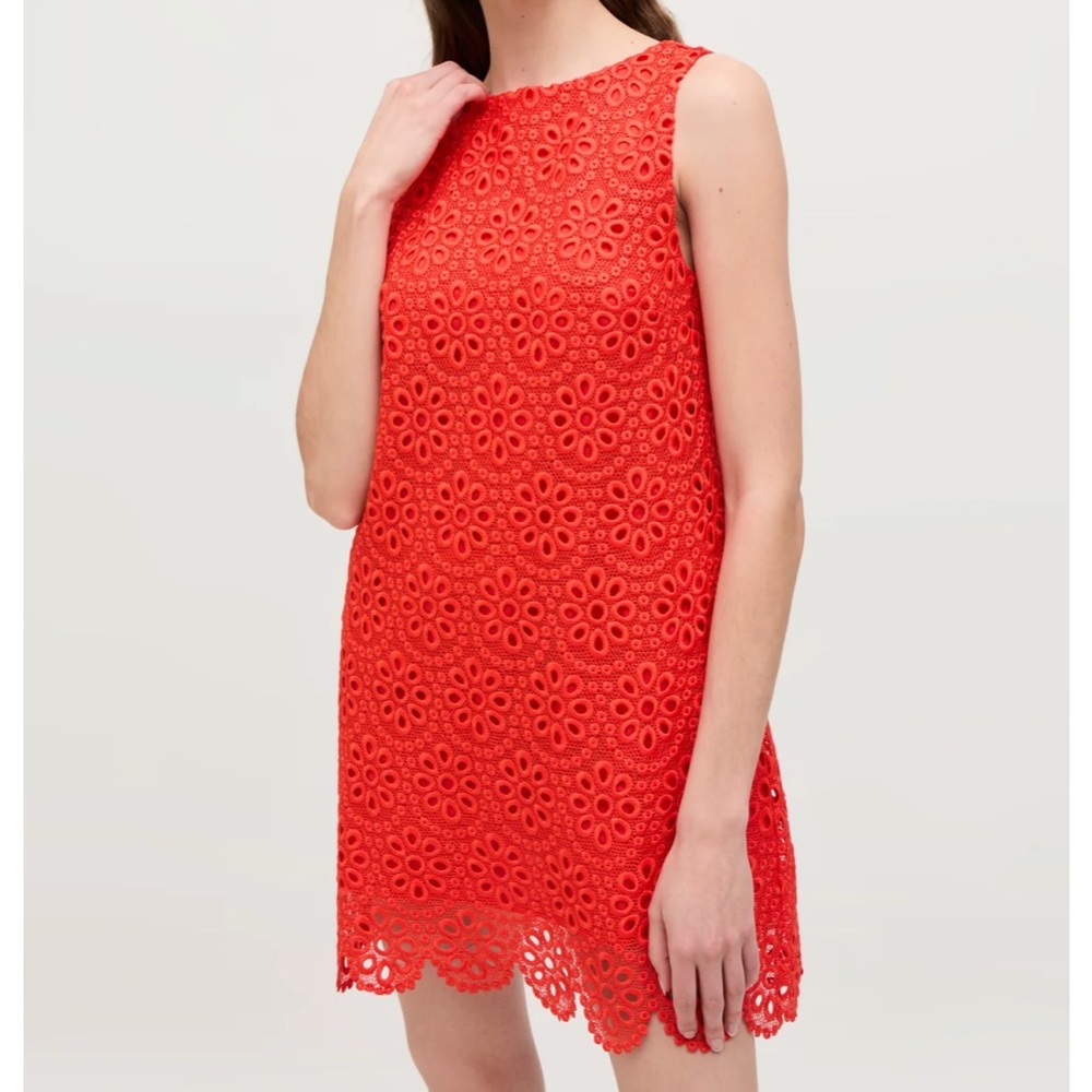 Hill House Charlie Dress in Poppy Red Scallop Lace NWT